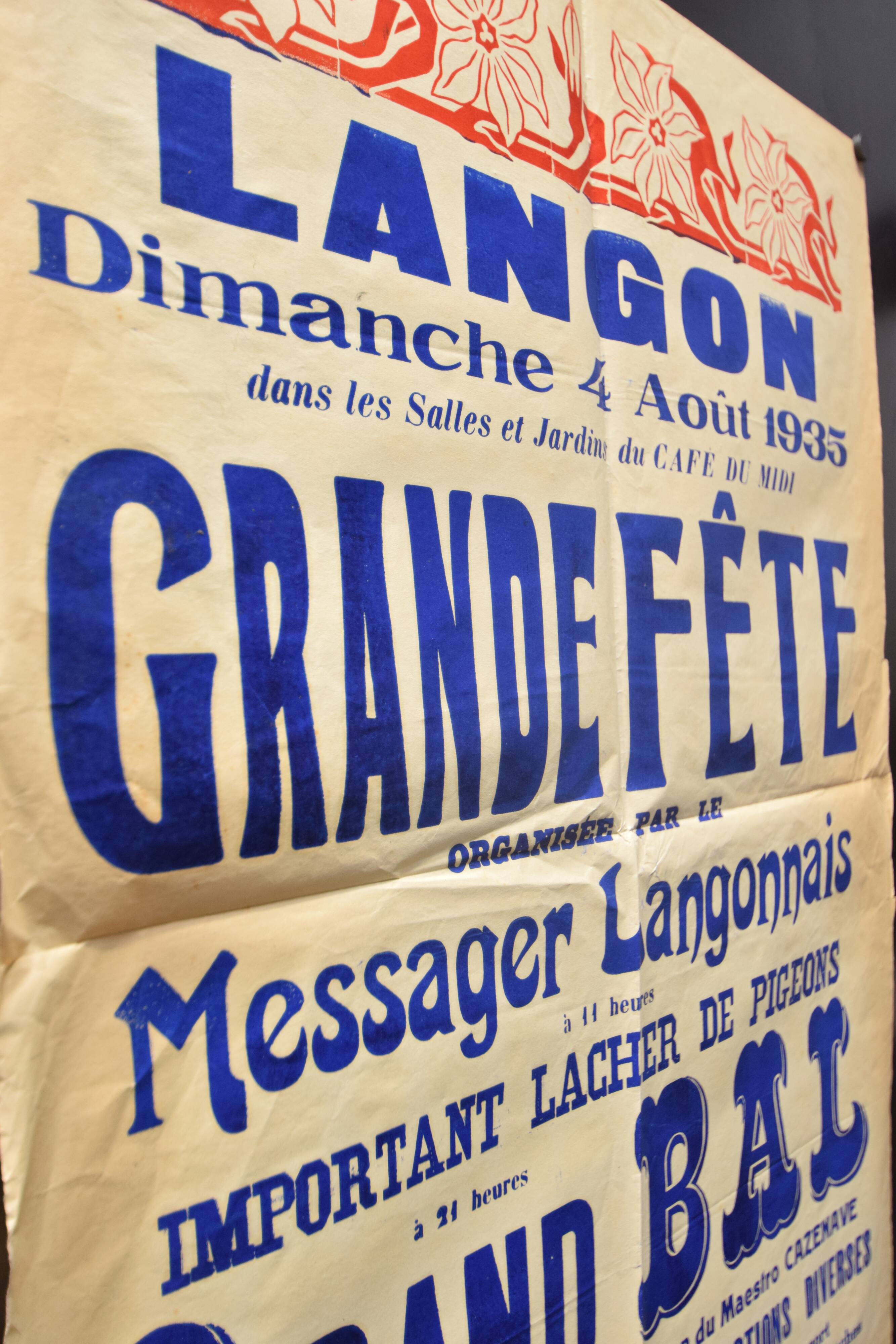 Affiche "Grande Fête" Langon 1935