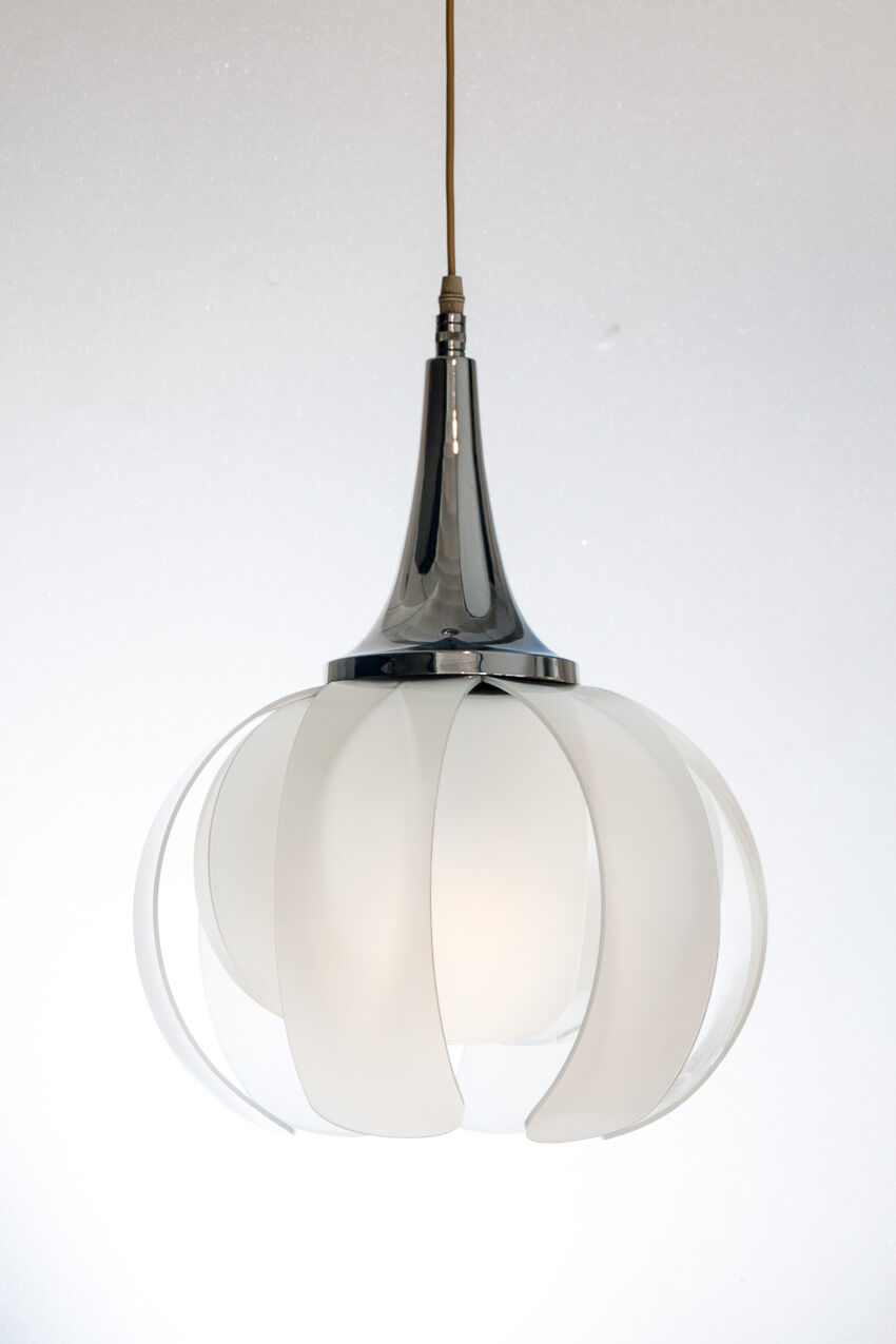 Vintage ceiling lamp in methacrylate and chrome metal, Spain, 1970