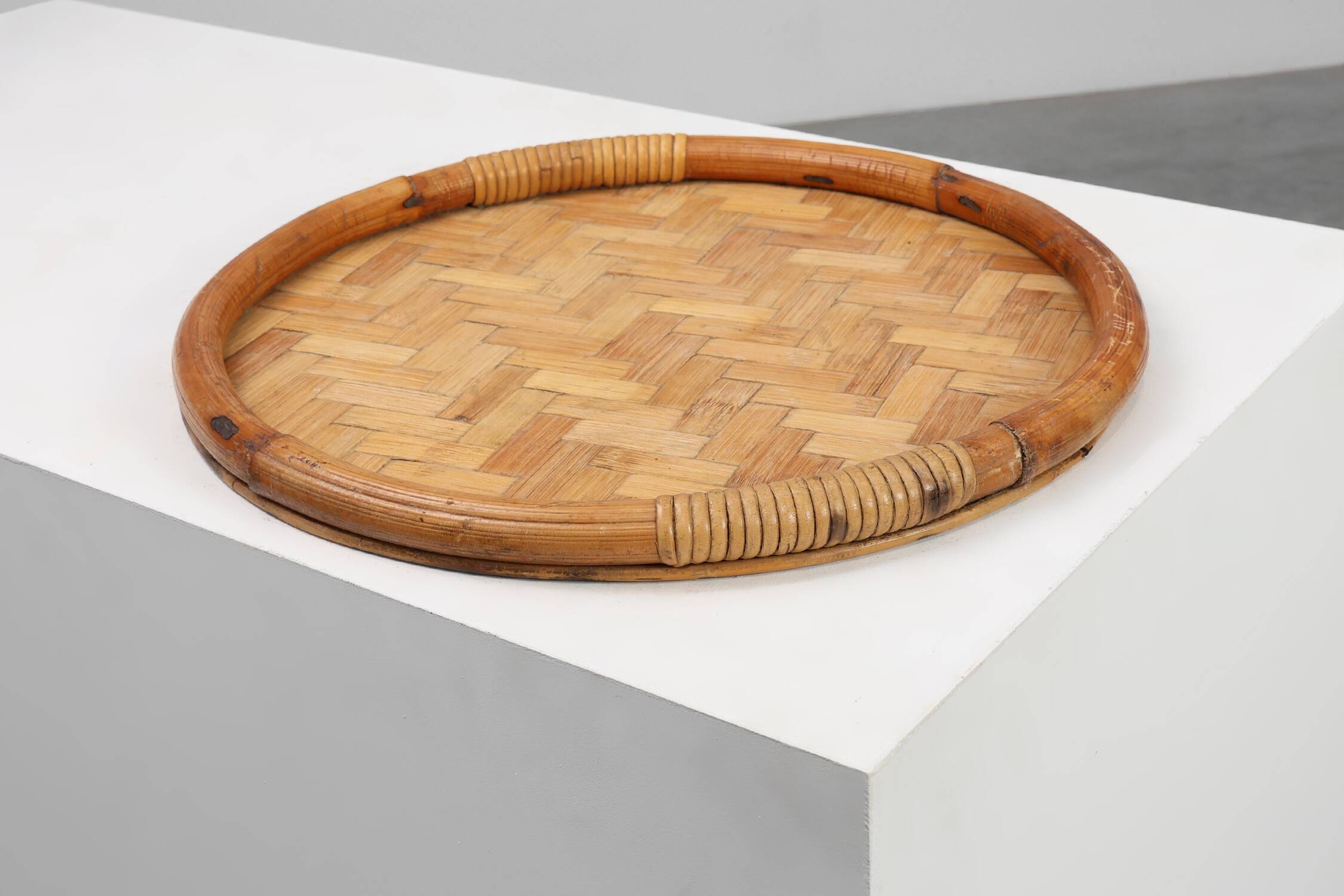 Mid-century bamboo serving tray, France 1960s