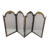 Antique 4-panel brass fire screen