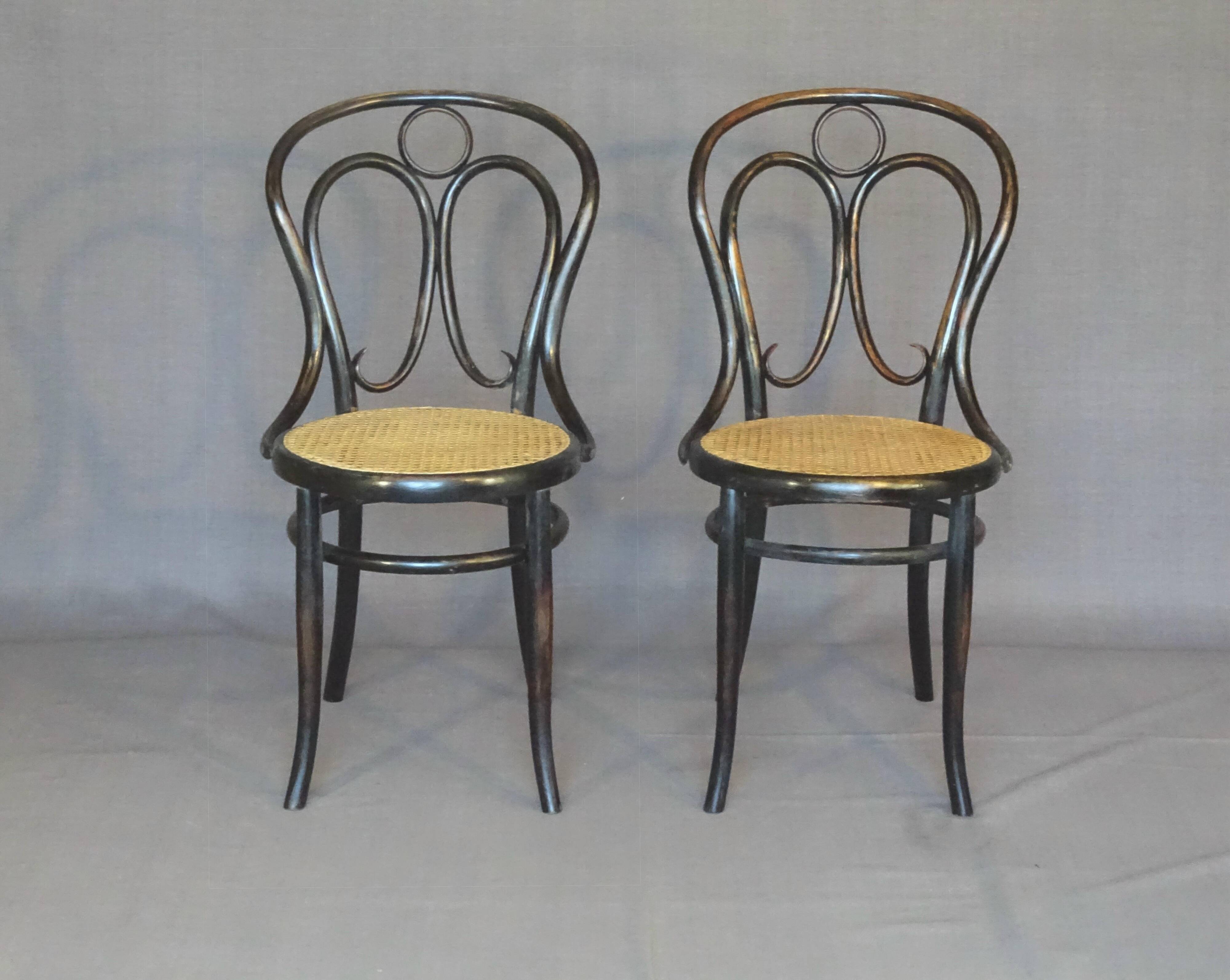 2 KOHN N°35 Art Nouveau bistro chairs -1875- recently hand-caned