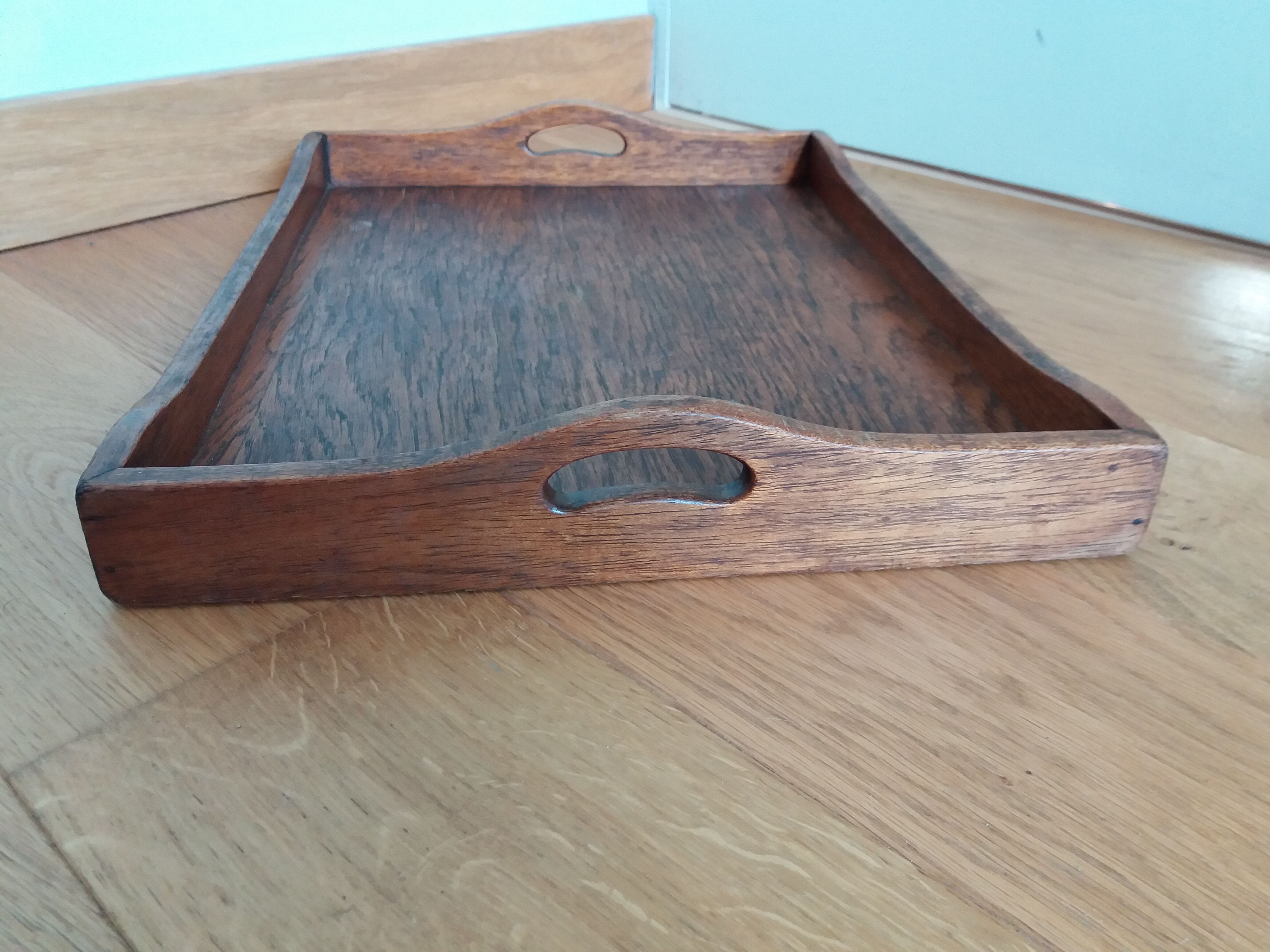Rectangular wooden serving tray