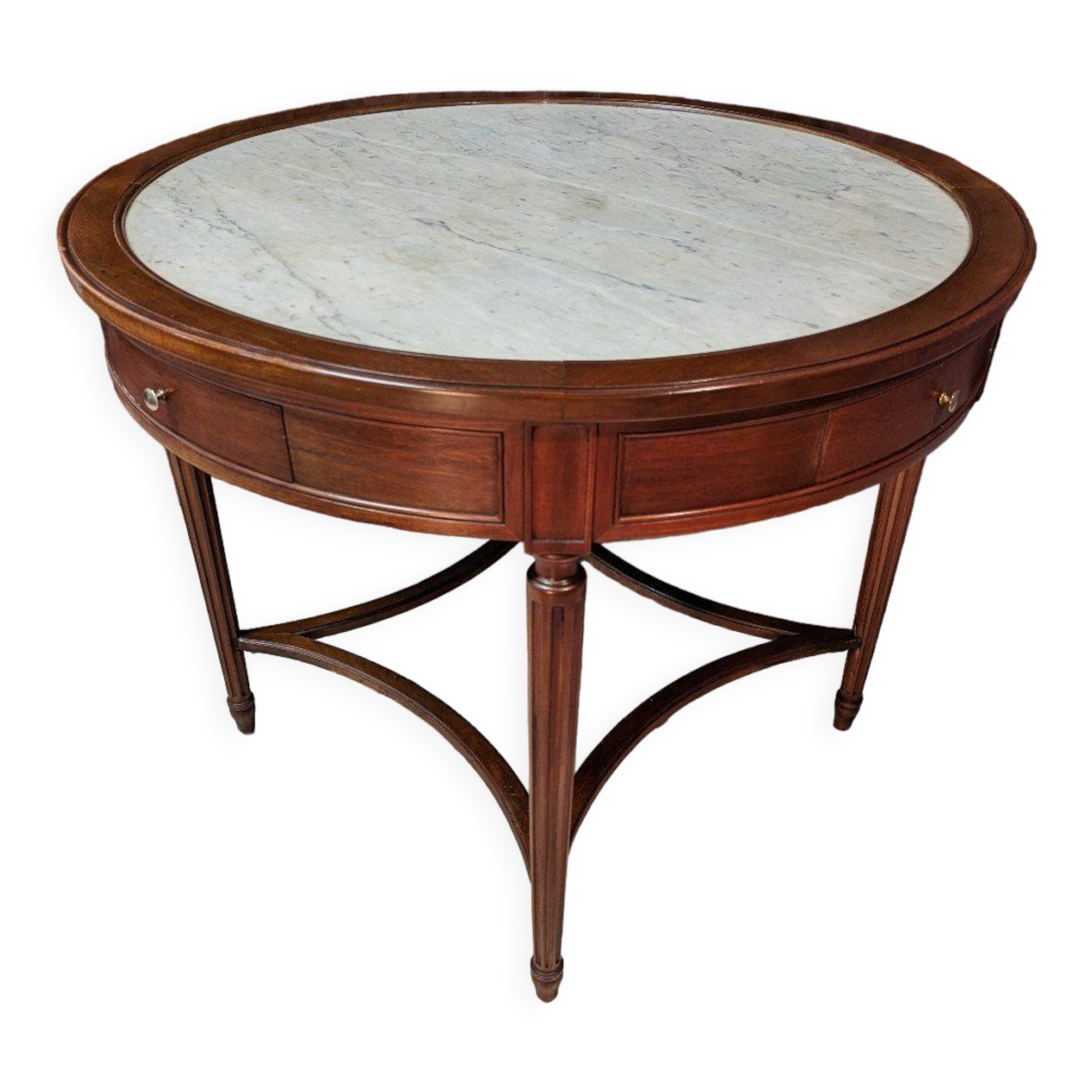 Round mahogany pedestal table Louis XVI
