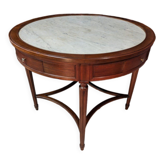 Round mahogany pedestal table Louis XVI