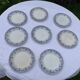 8 petites assiettes en faience terre de fer creil et montereau modele moscou, decor bleu anciennes
