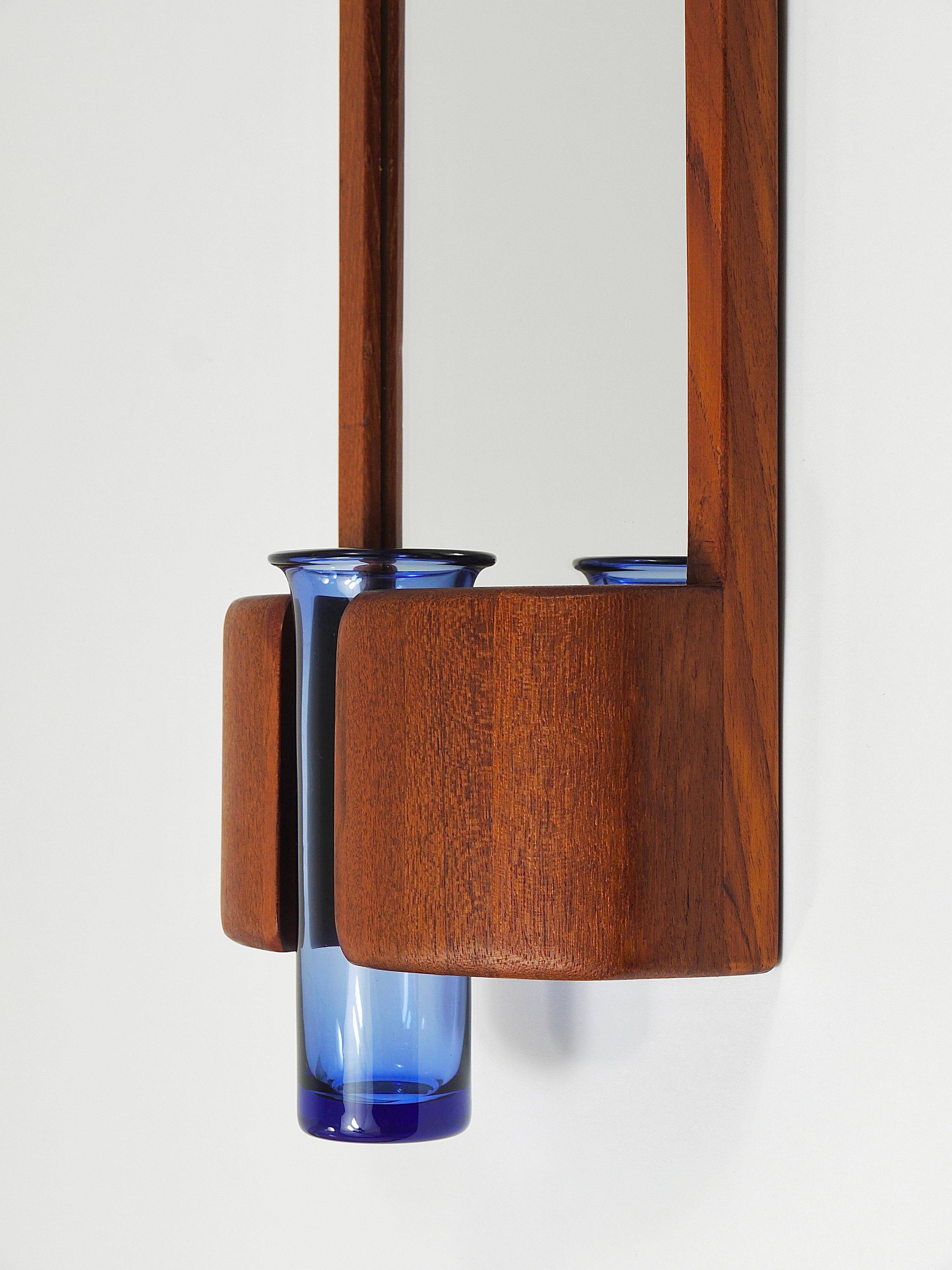 Danish wall mirror by Jacob Hermann & Per Lütken and Holmegaard glass vase, 1960s.