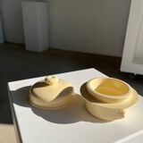 Glazed light yellow ceramic terrine