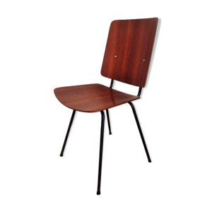 Chaise métal et teck vintage