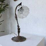 Art nouveau brass swan neck lamp