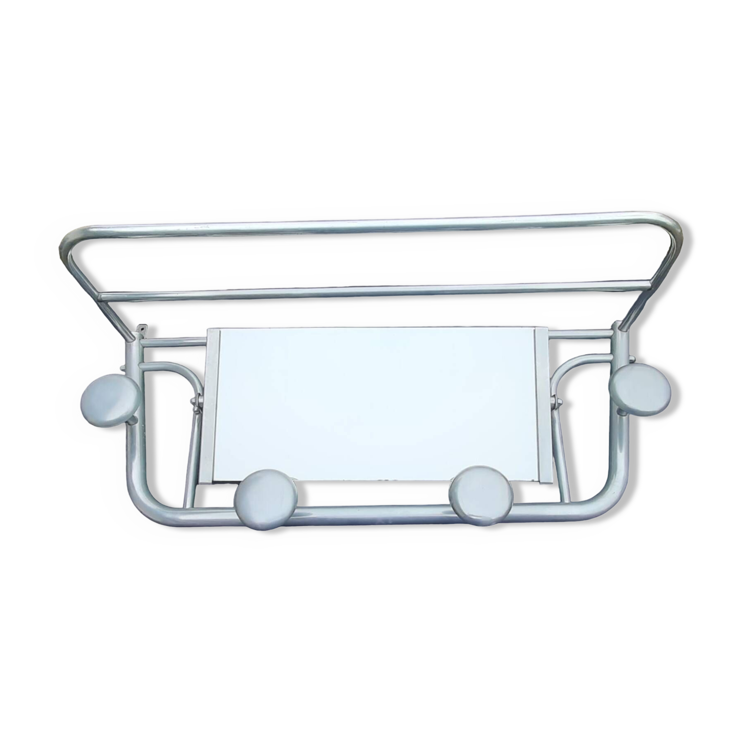 Vintage aluminum swivel mirror wall coat rack