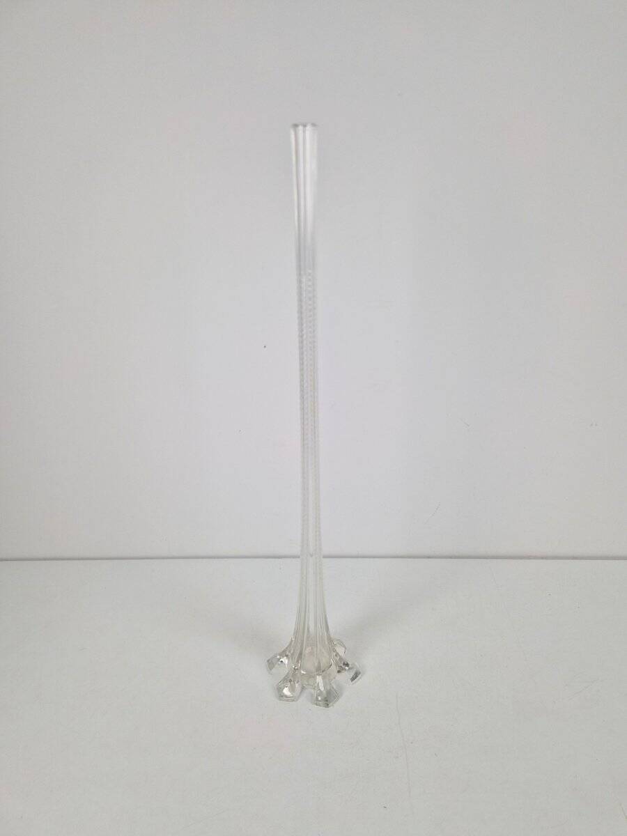 Art Nouveau French Gladioli Fluted Glass Vase, 1920s