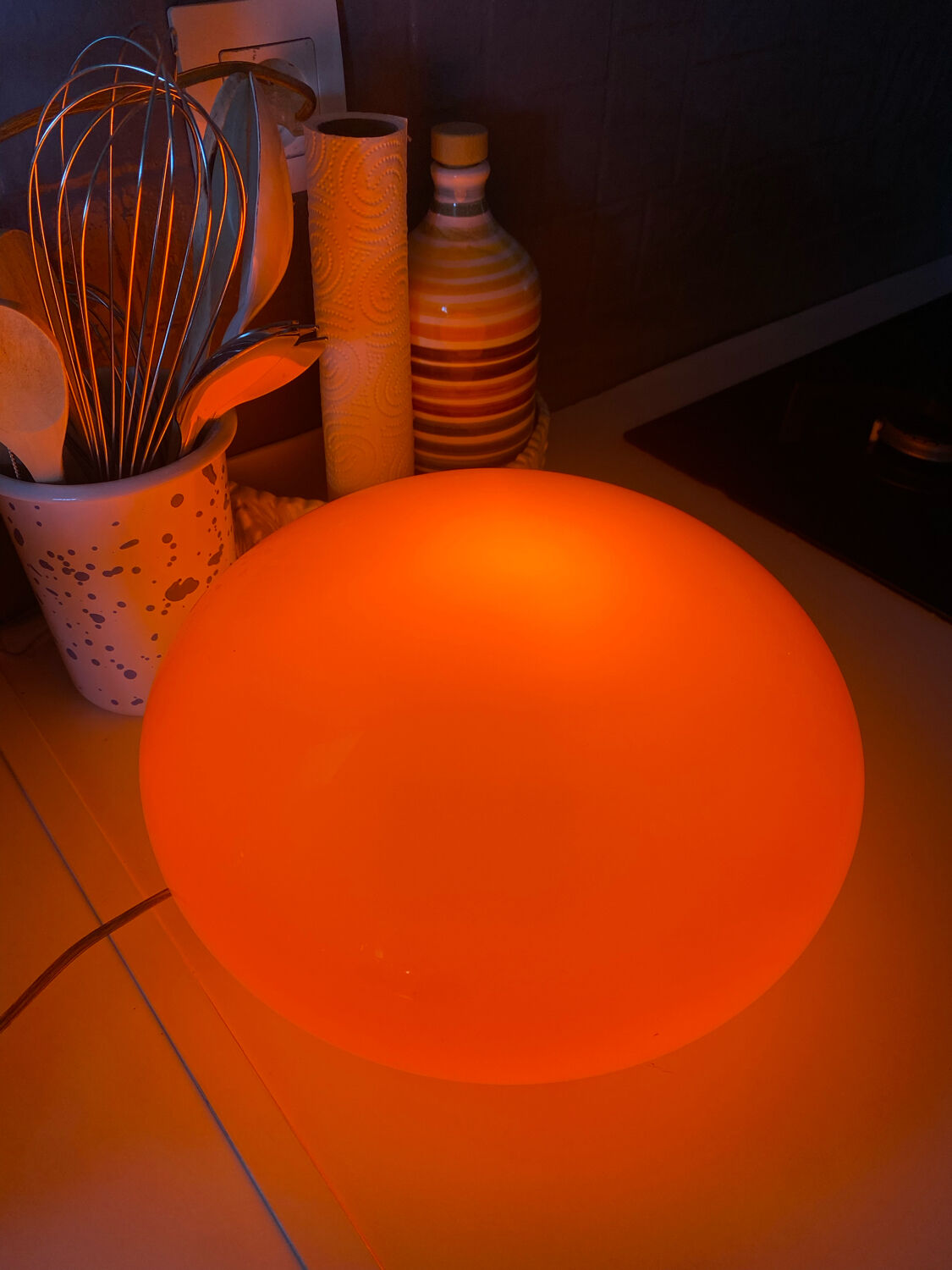 UFO lamp vintage with orange glass globe