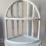 Vintage rattan wall corner shelf