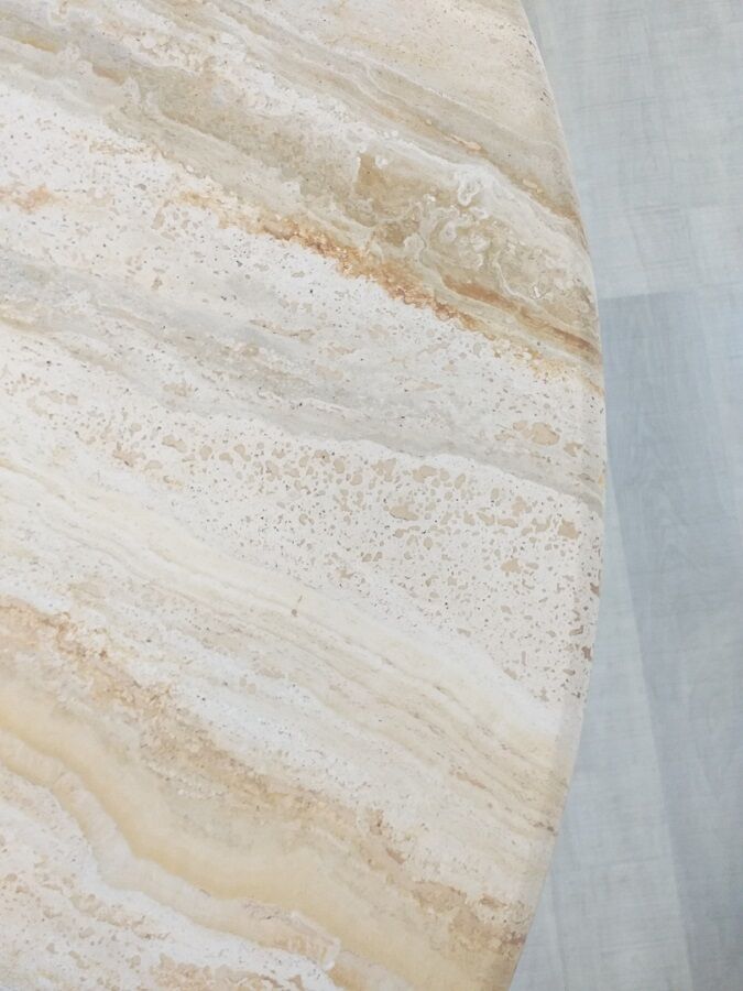 Travertine dining table design Jean-Charles Roche Bobois vintage 70s