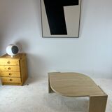Coffee table Roche Bobois "eye" in travertine, 1970