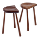 Set of two hand-carved wooden stools with sculpted seats