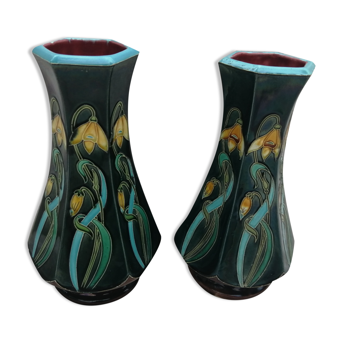 Pair of Vases of Orchies with decorations of Lys