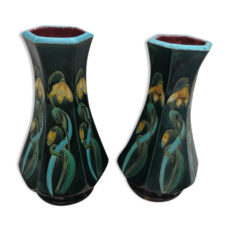 Pair of Vases of Orchies with decorations of Lys