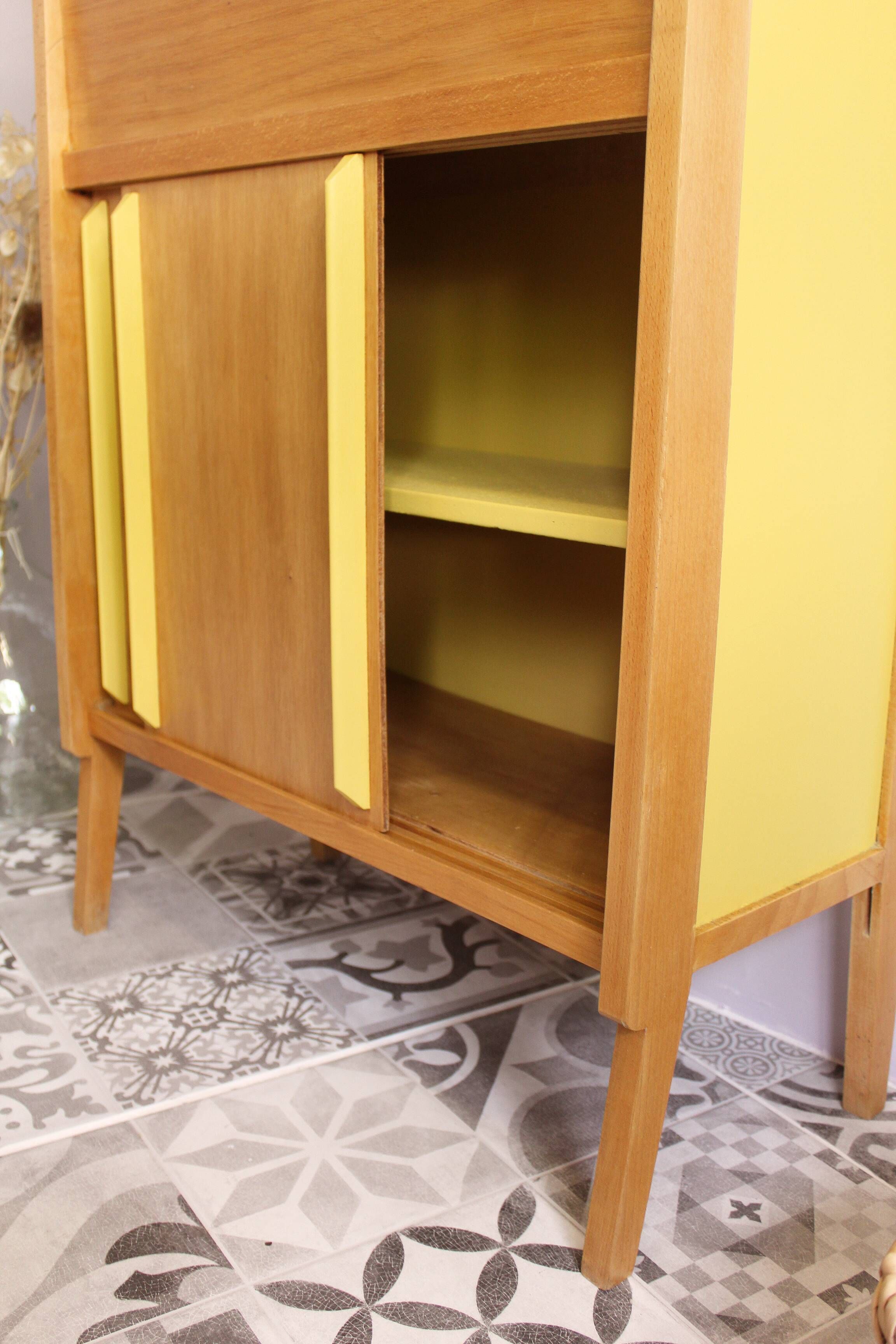 Vintage writing desk with canning doors