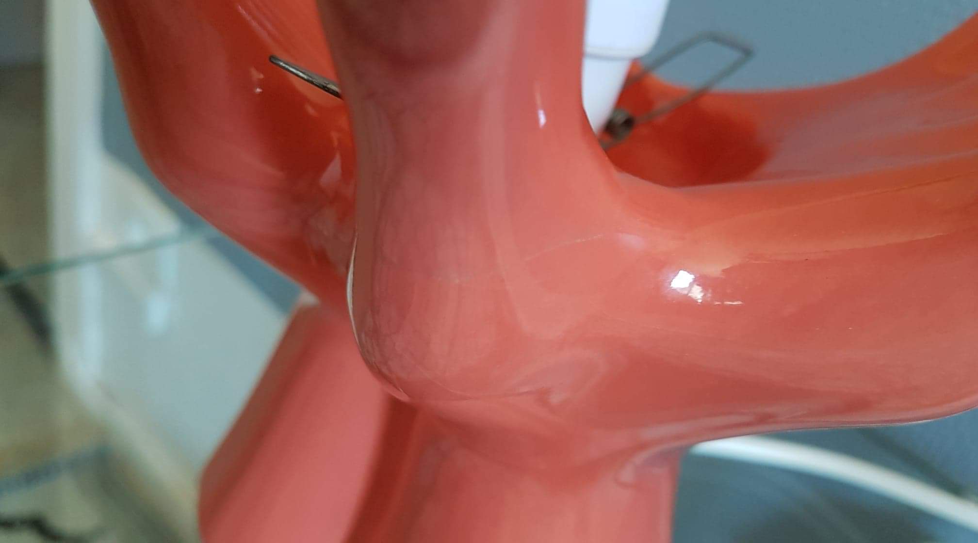 Salmon hands lamp with white opaline