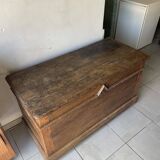 Large old 18th century solid wood chest / trunk / vintage flea market