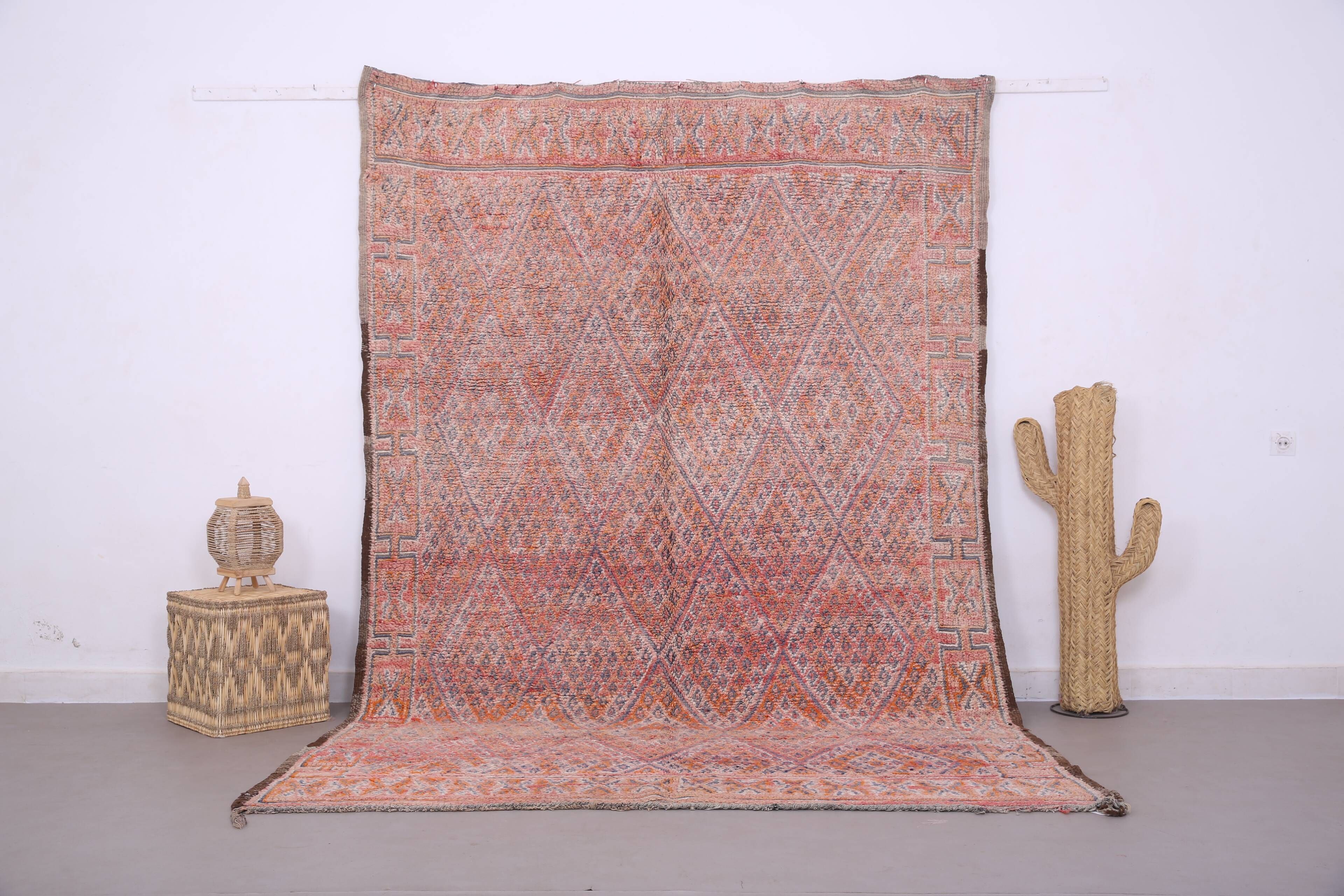 Tapis marocain vintage rose 205 x 303 cm, tapis en laine berbère, tapis berbère boho