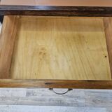 Art Decò dressing table in briar with large mirror and pink glass