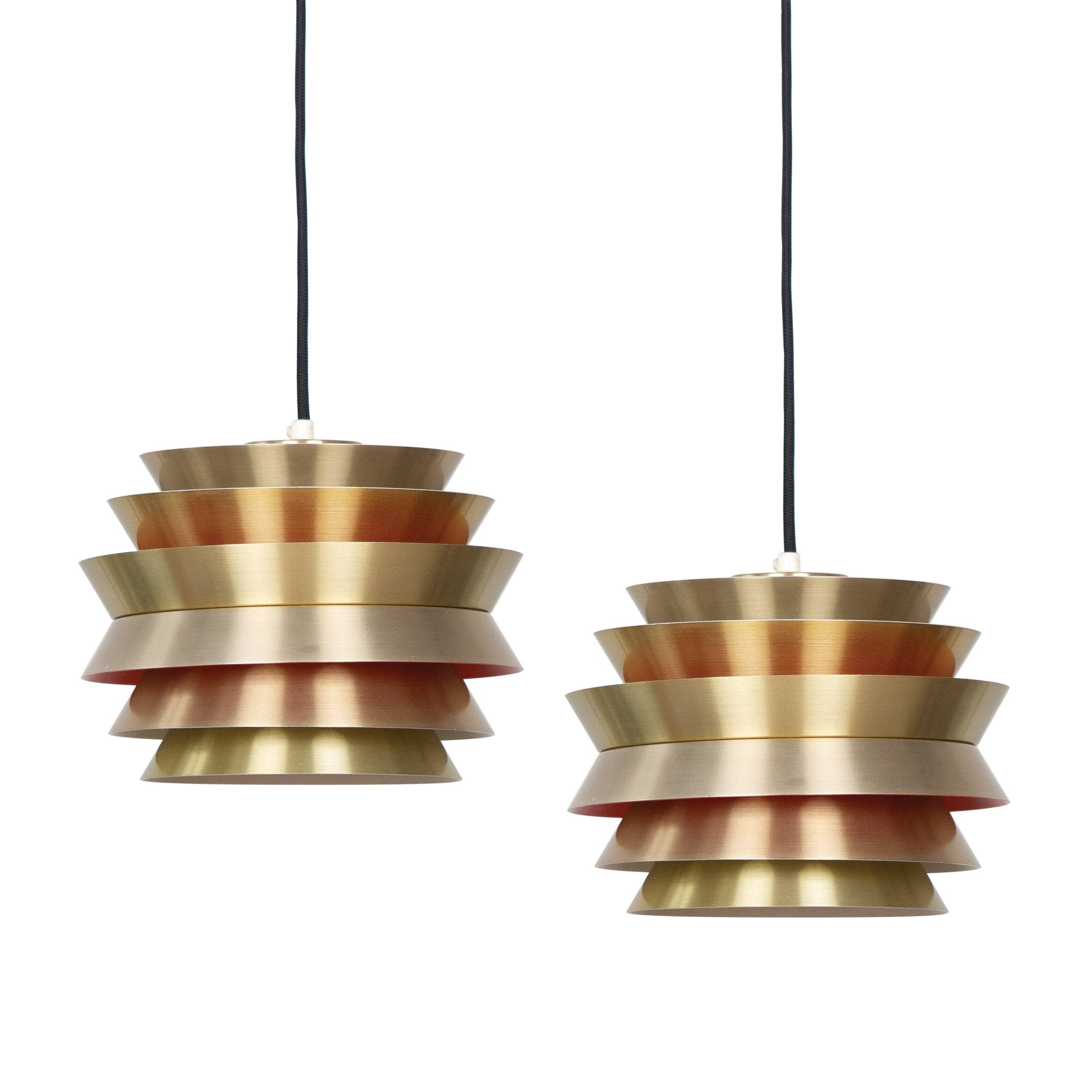 Pair of 2 Swedish vintage pendant lamps Trava by Carl Thore, Granhaga, 1960