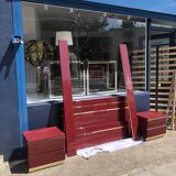 Eric Maville Acrylic Brass Burgundy Double Bed only 1970s