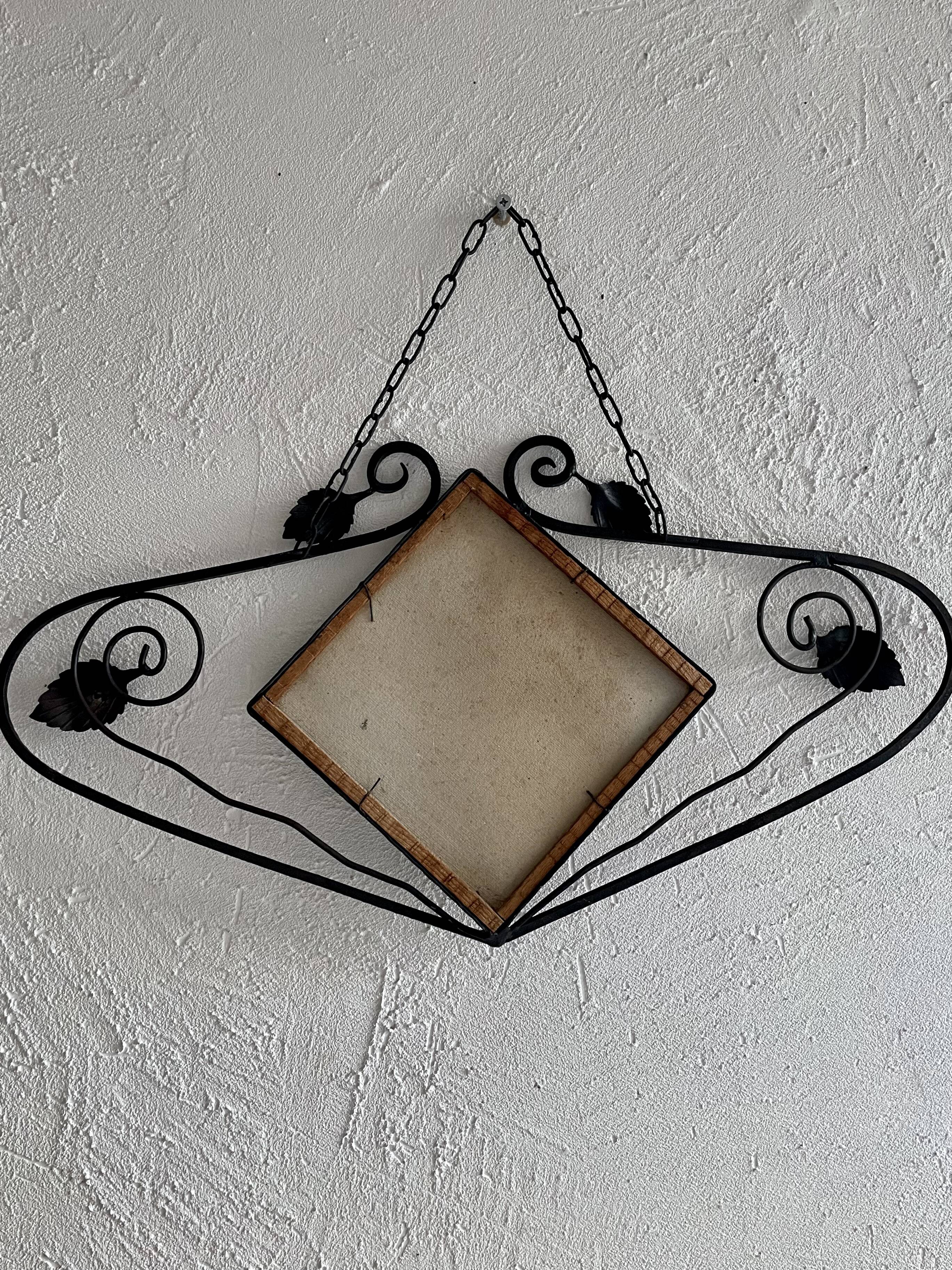 French Art Deco wrought iron mirror, 1930s