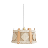 Vintage pendant lamp in wood and wool