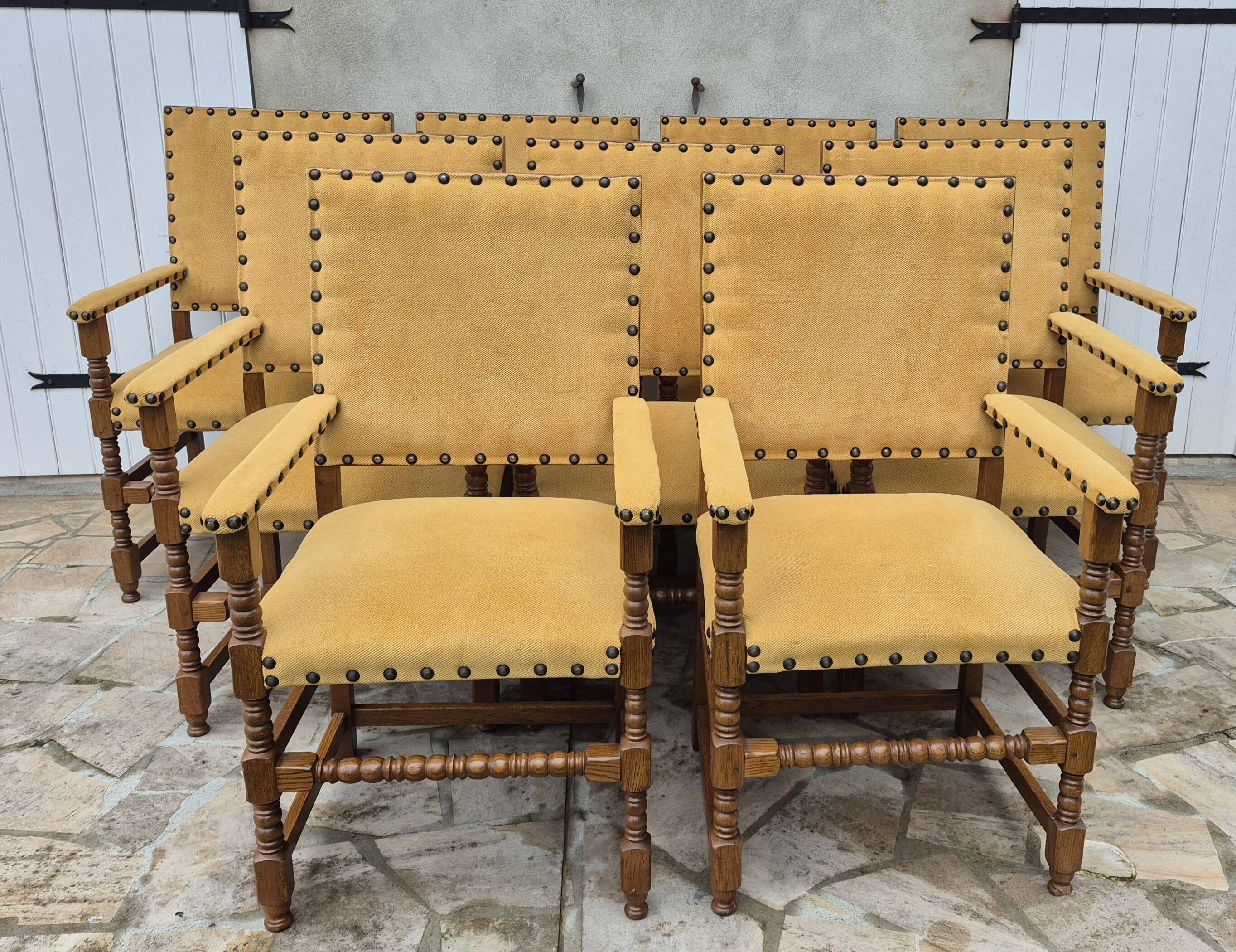 9 armchairs in the Louis XIII style