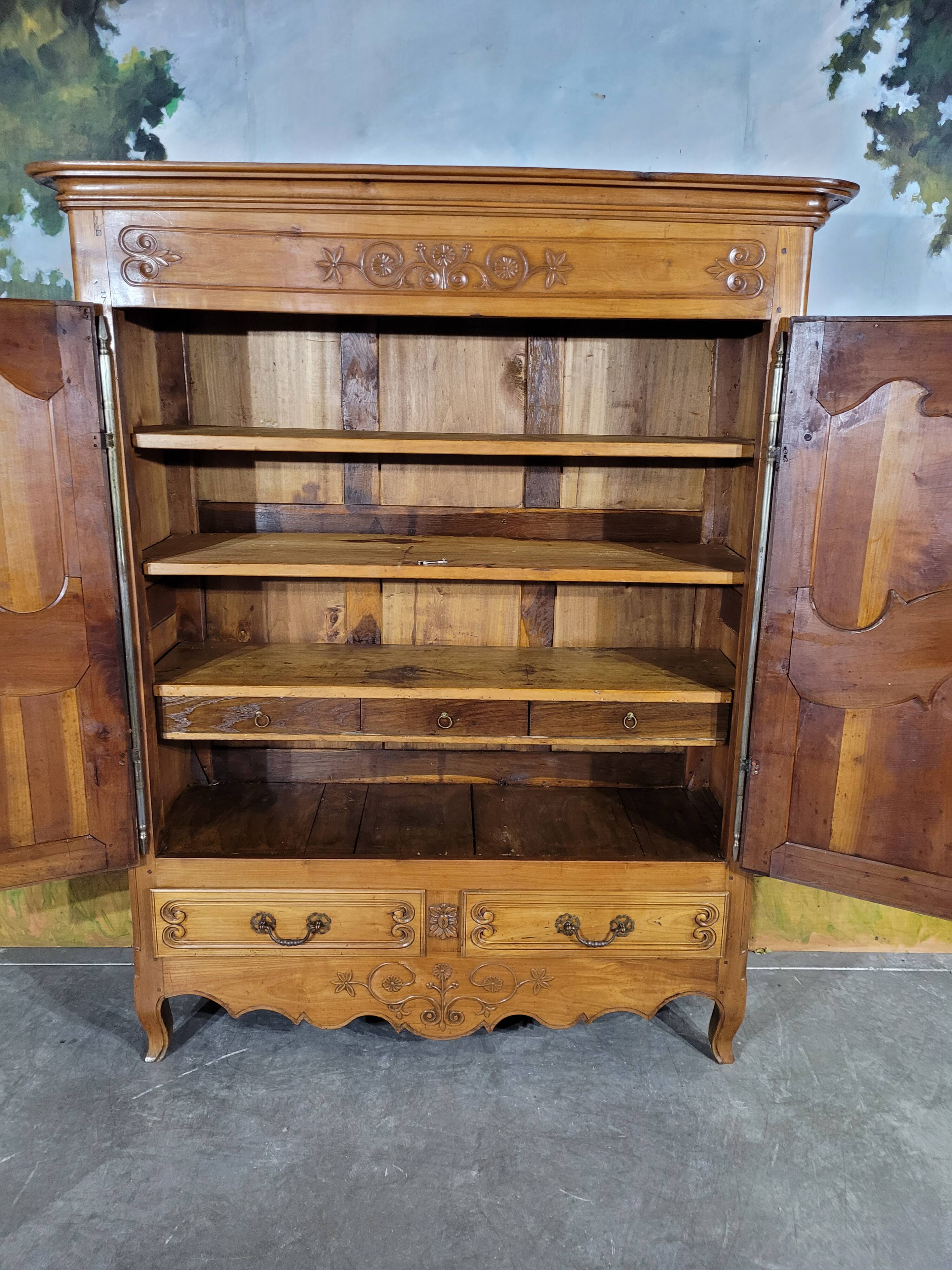 Small Louis XV cherry wood low cabinet