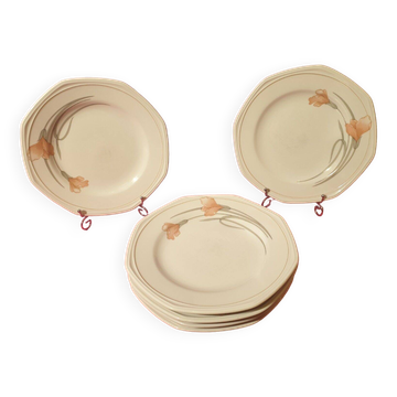 Series of 6 Schonwald Germany flat plates Art Nouveau decor