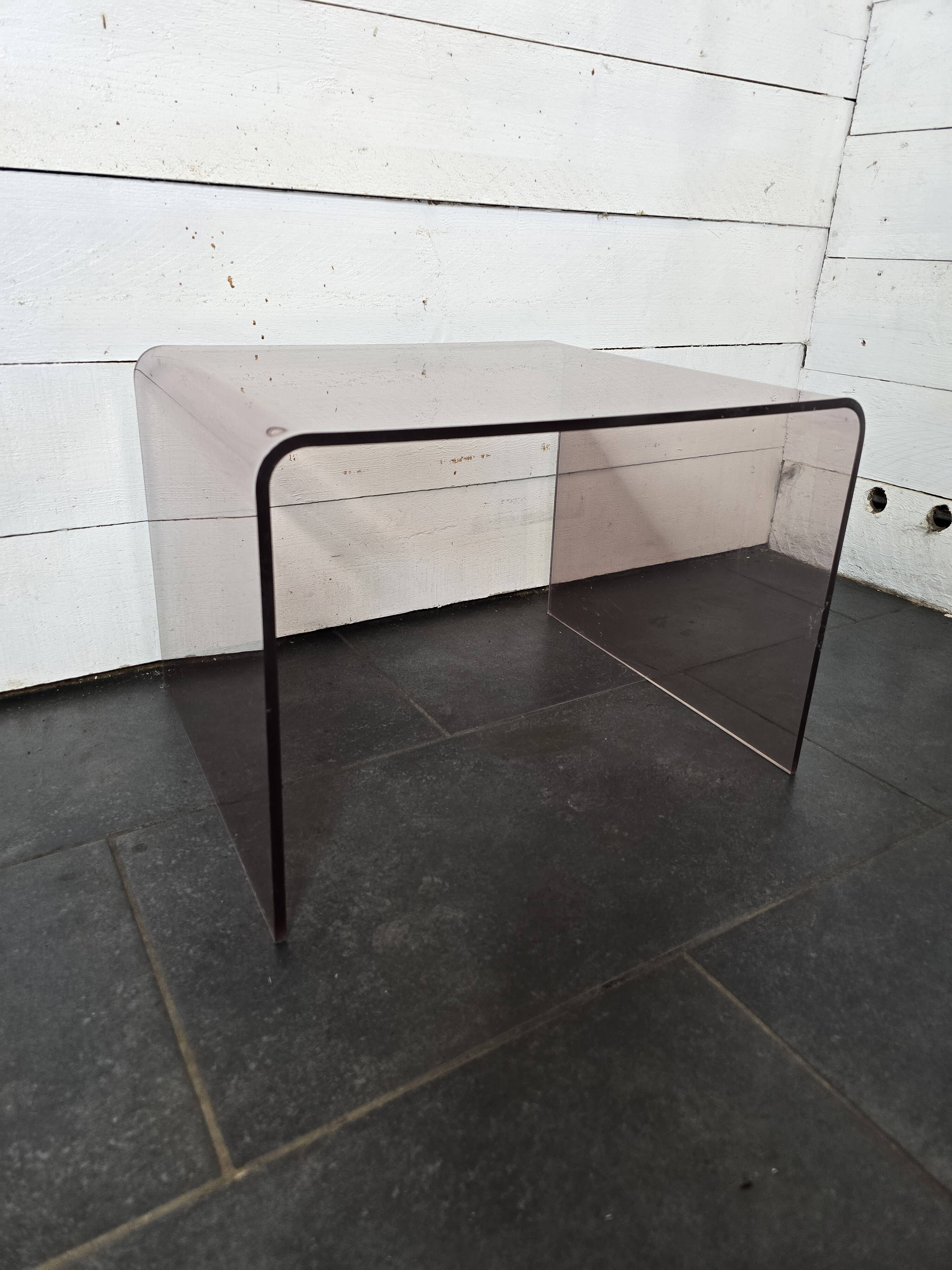 Smoked plexiglass side table from the 70s