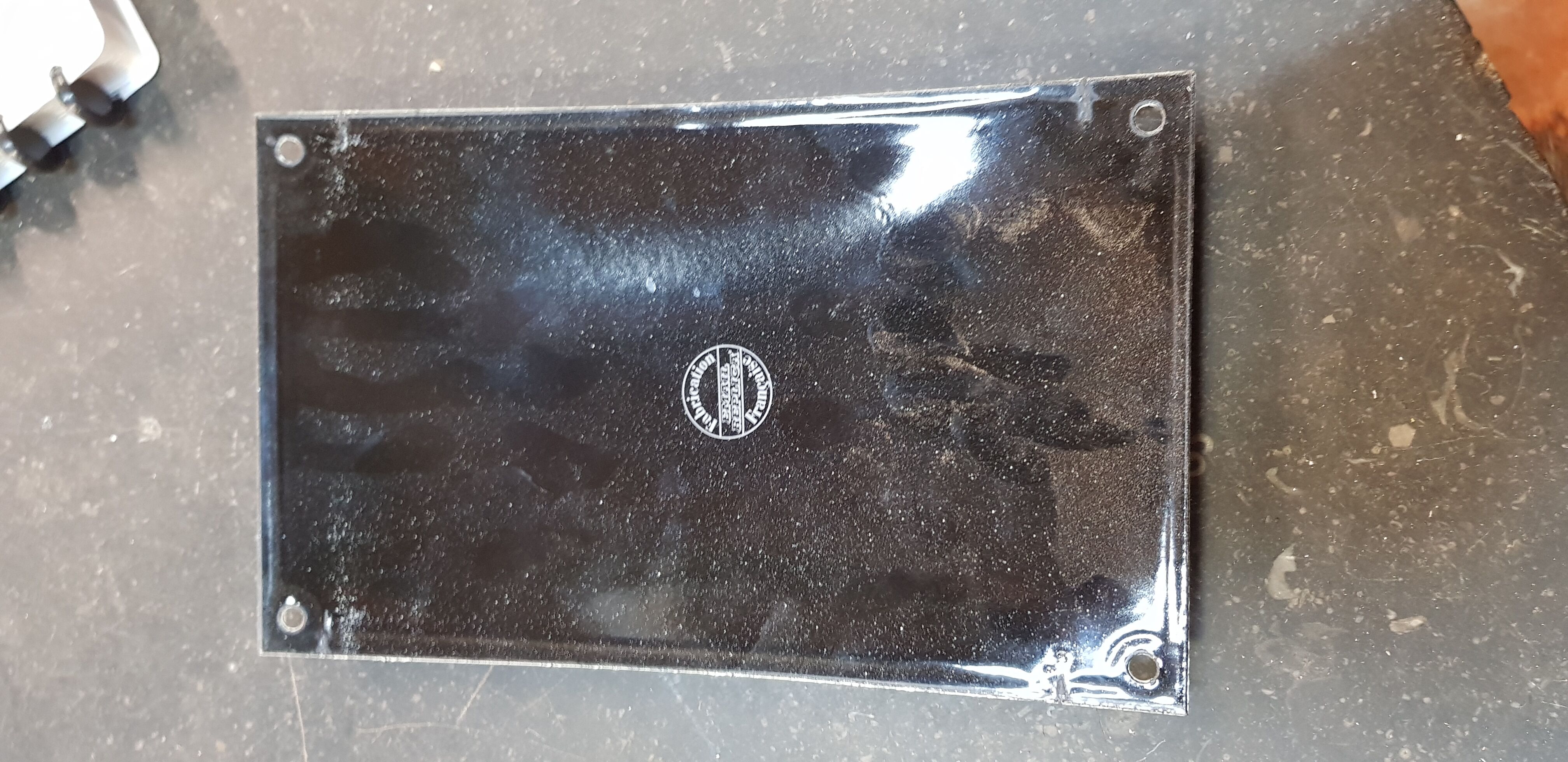 Blue enamelled plate overseas