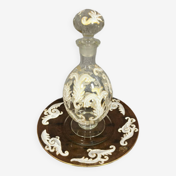 Ensemble carafe et plateau en cristal / Murano - Baccarat - Saint Louis