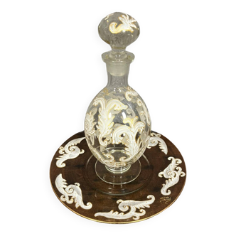 Crystal carafe and tray set / Murano - Baccarat - Saint Louis