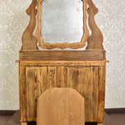 Commode coiffeuse Louis-Philippe en loupe d'orme et frêne - env. 1840-1860
