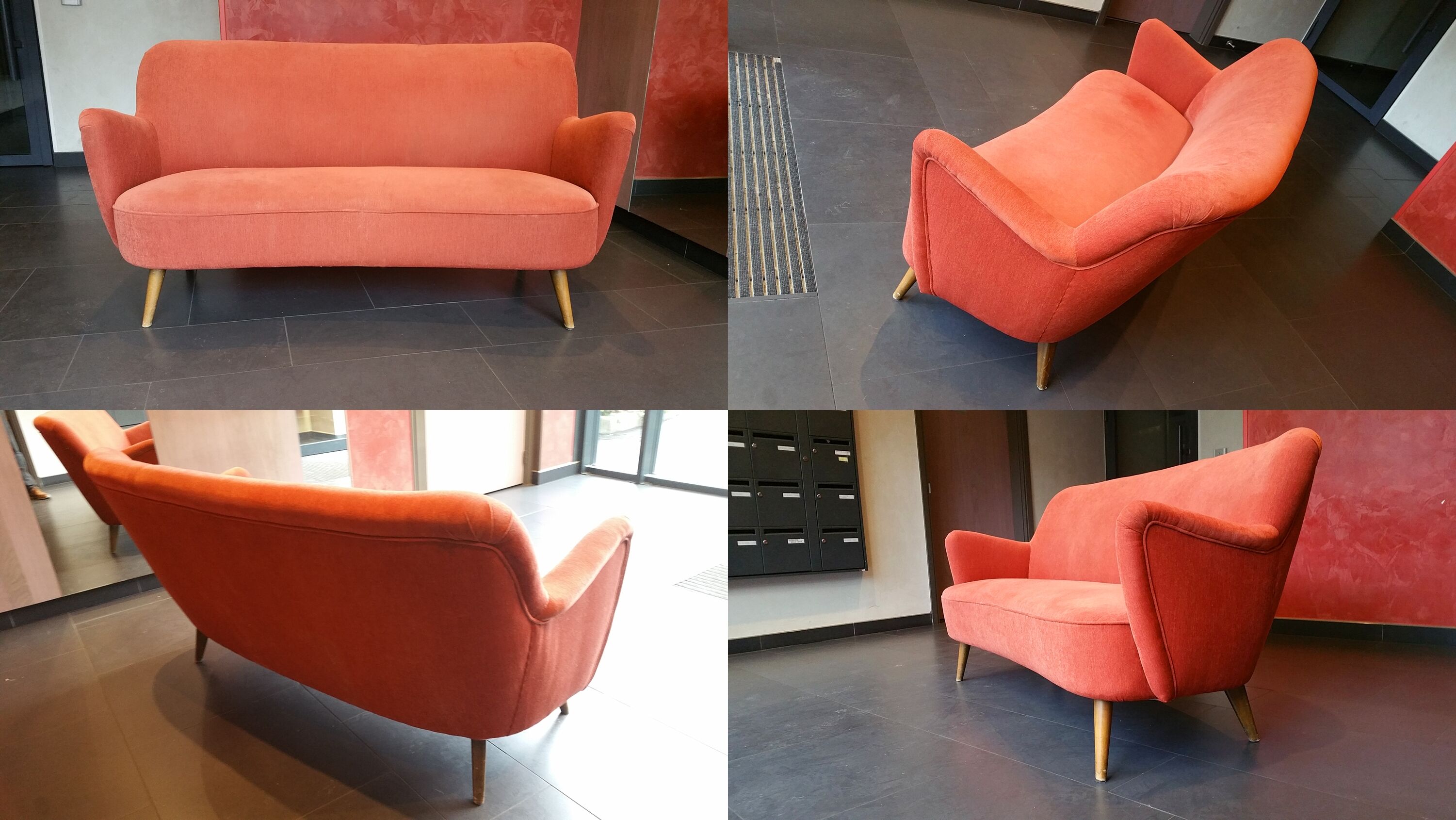 Couch sofa red bean vintage 50/60s