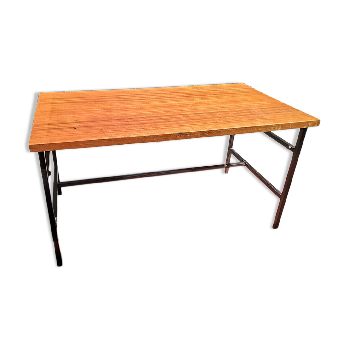 Metal and wood dining table for 6/8 people 145 cm vintage