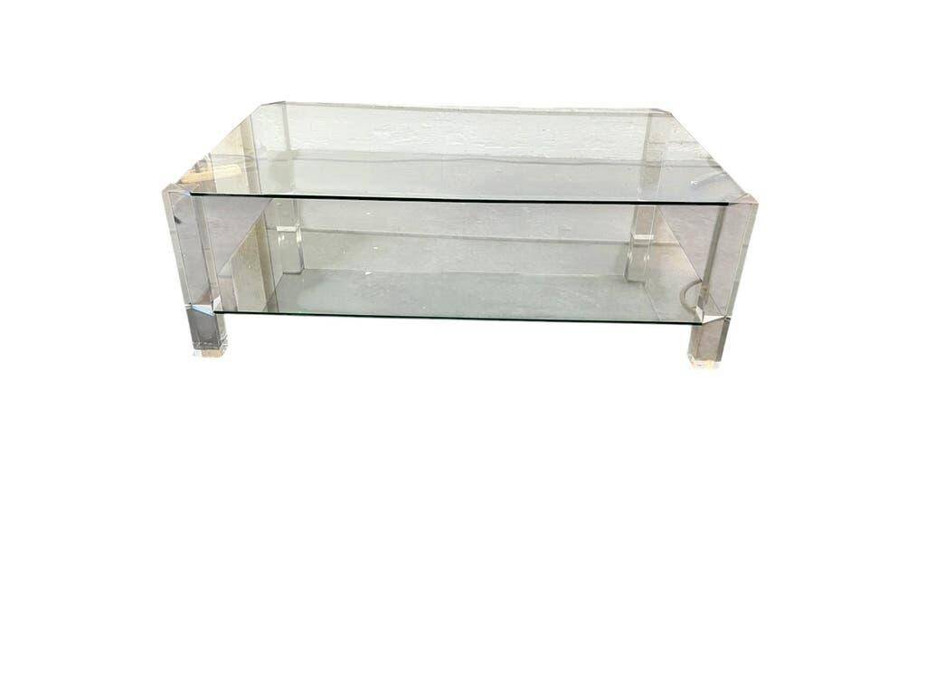 Table basse vintage en verre/acrylique « La Haye »