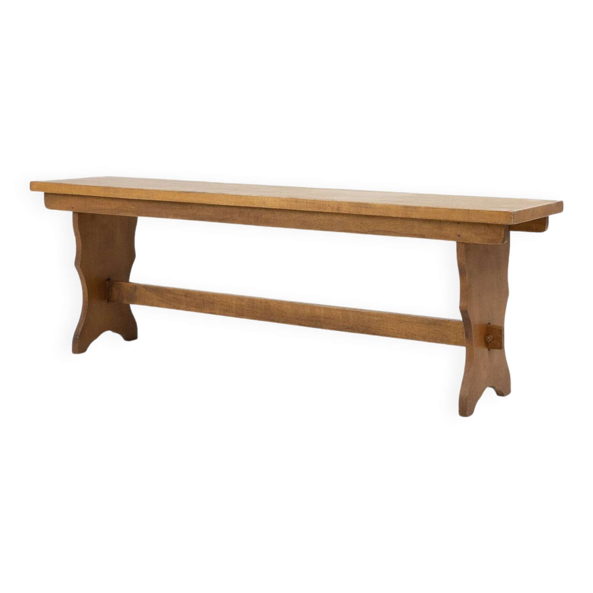 Art Deco bench in solid oak, France circa 1940