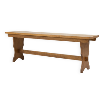 Banc Art Déco en chêne massif, France vers 1940