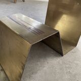 Addor 60s sculptural marble and brass coffee table