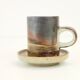 Lot of 4 espresso cups and 4 sub cups in Japanese "Raku" style