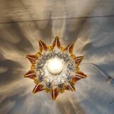 Lámpara de mesa de cristal. Italia, 1970s.