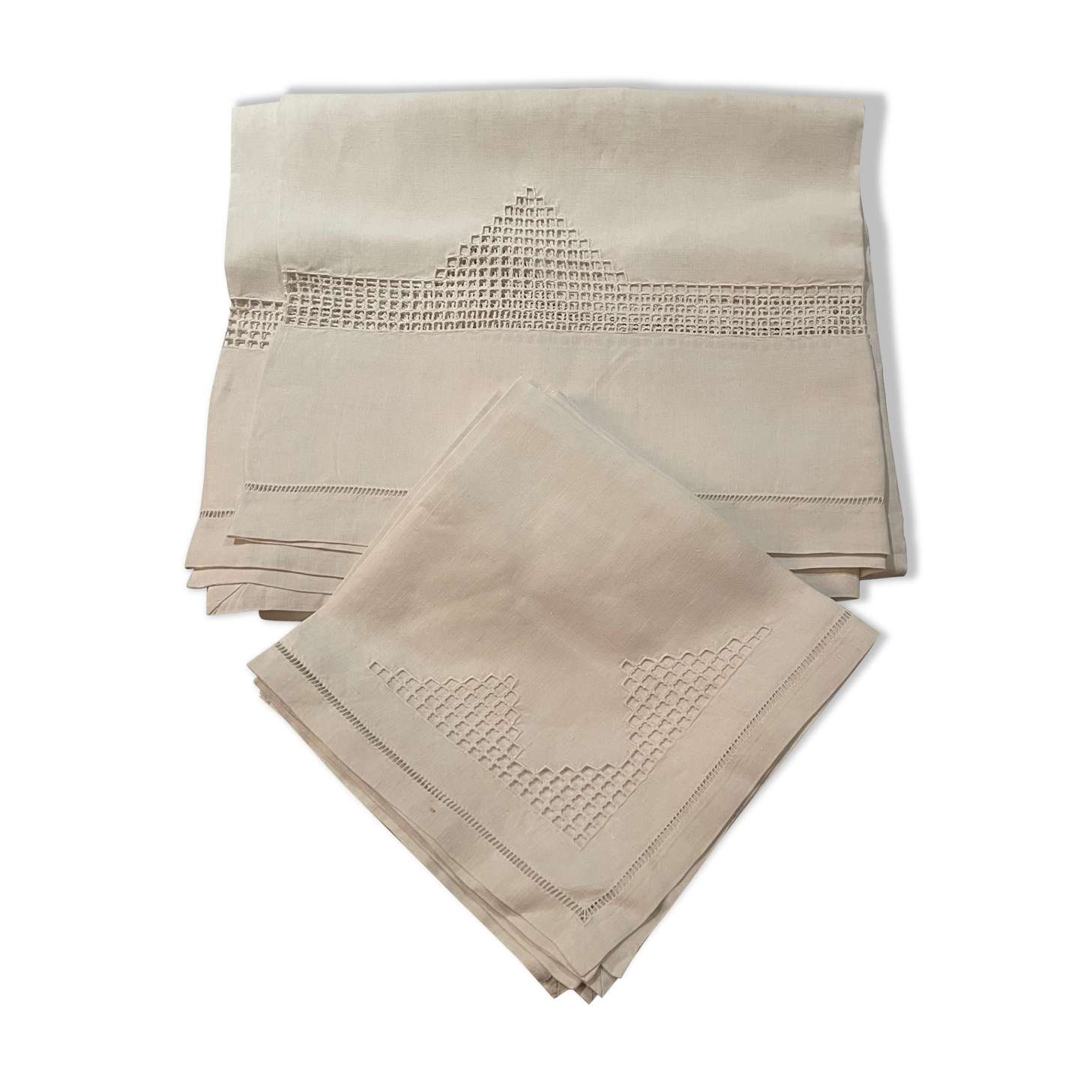 Art Deco hand-embroidered thread tablecloth