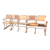 Série de 5 strapontins fauteuils de cinéma bois 1950