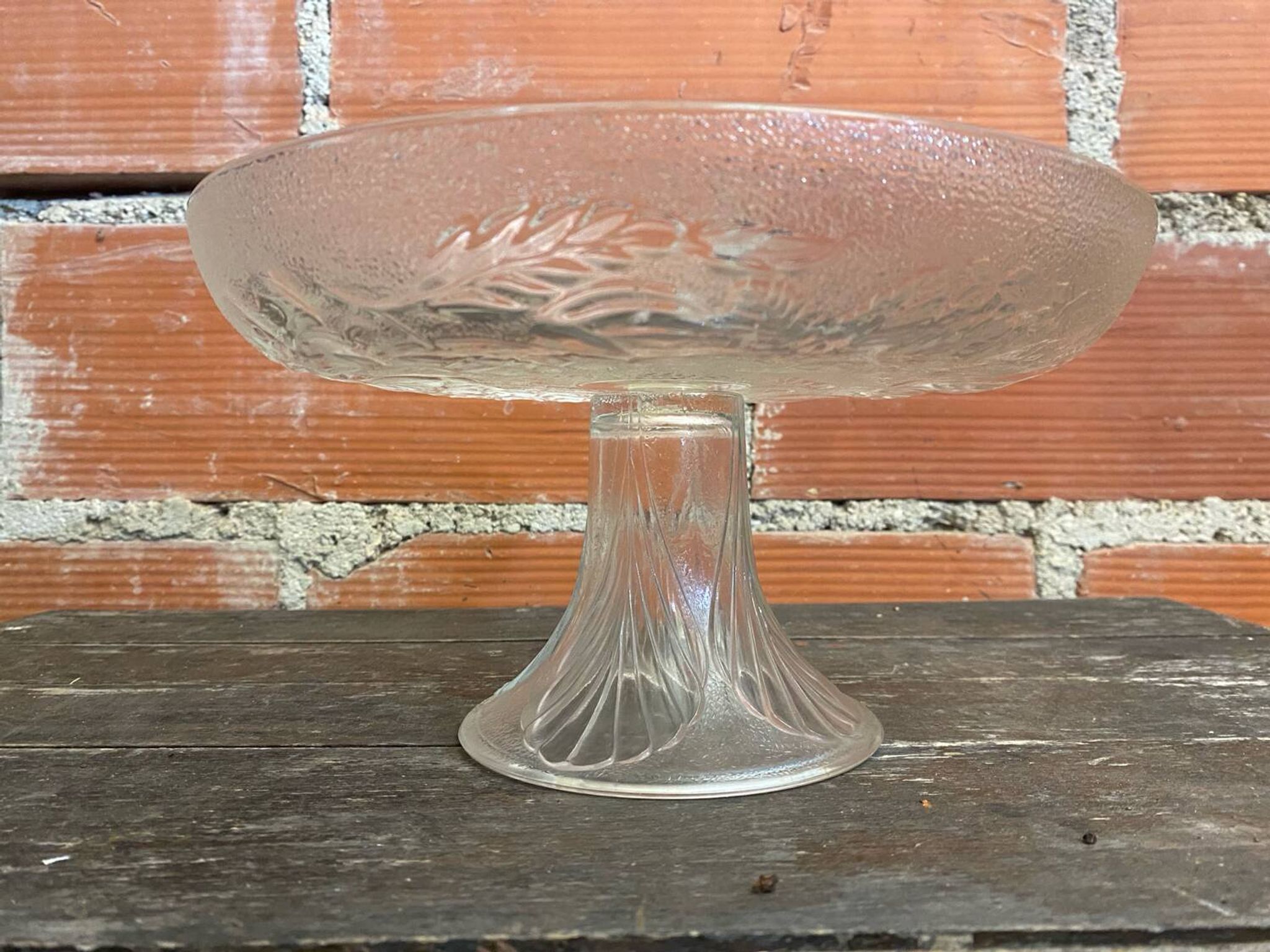 Vintage Fruit Bowl Old Molded Glass Plate Decor Fruits #D657